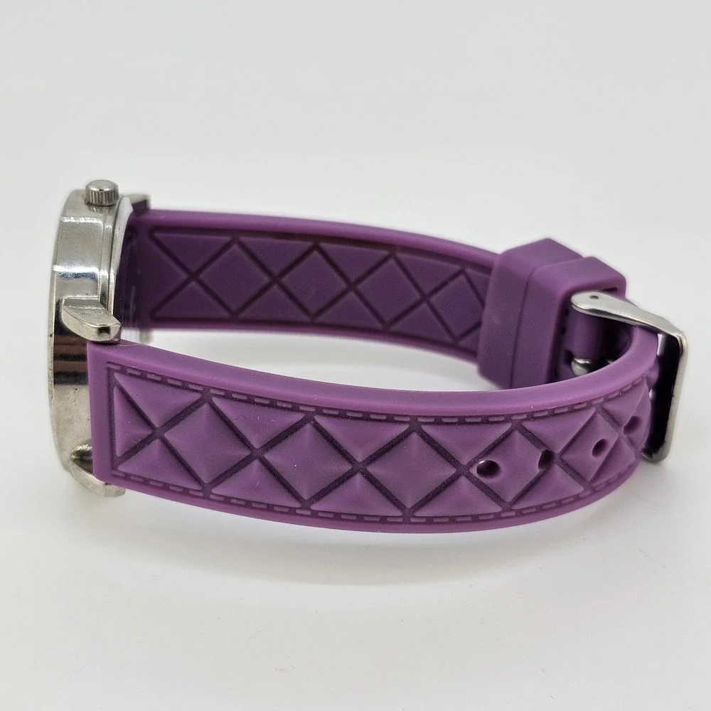 37MM Women Watch Always Late But Worth the Wait Purple Plastic Bands New Battery
